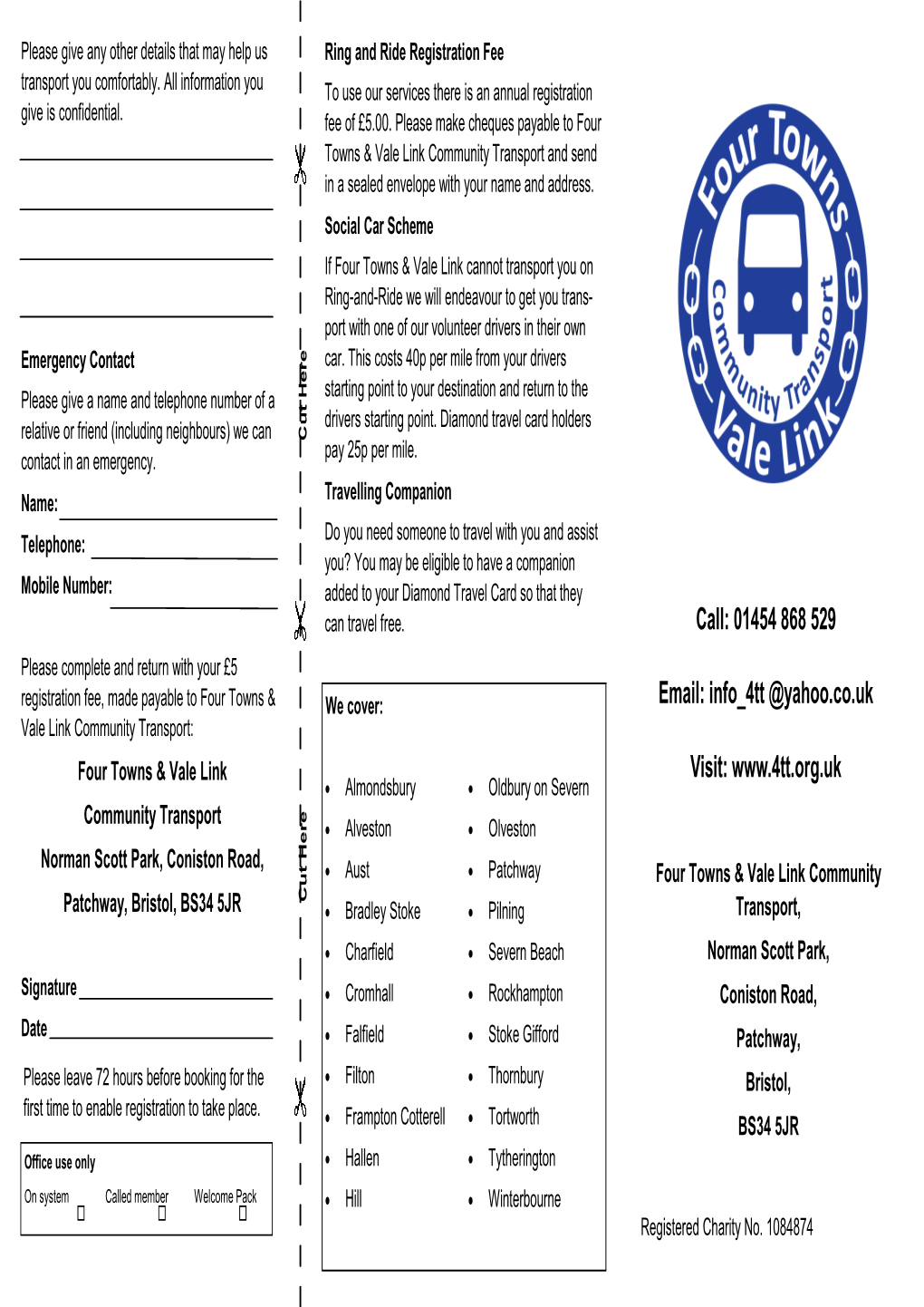 Four Towns Registration Form New Logo