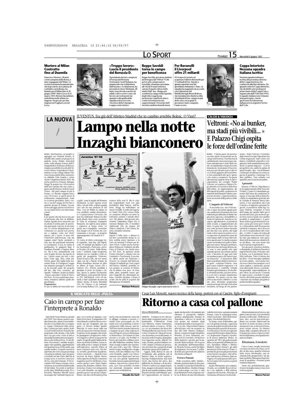 Lampo Nella Notte Inzaghi Bianconero