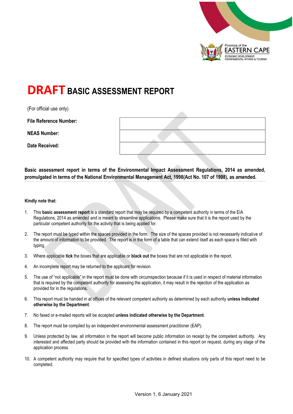 Draft Basic Assessment Report (BAR)