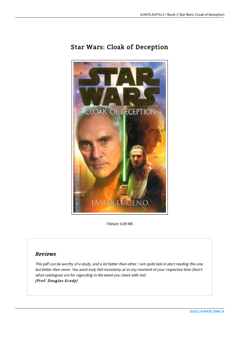 Read Kindle » Star Wars: Cloak of Deception