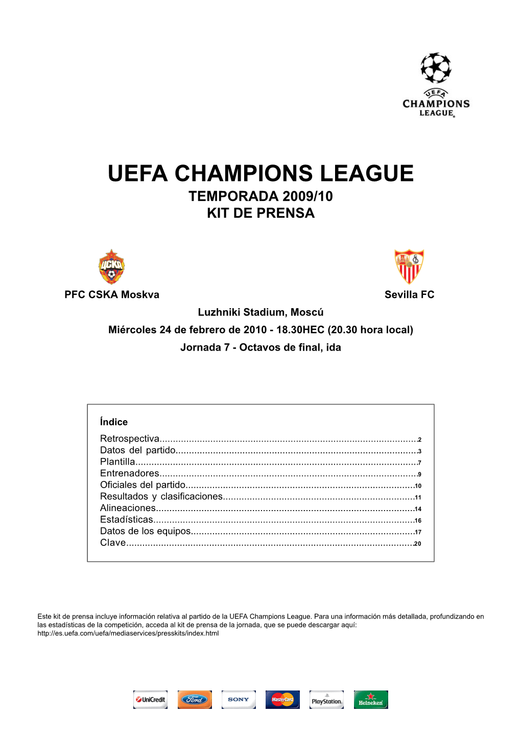 Kit De Prensa Oficial De La UEFA Champions League