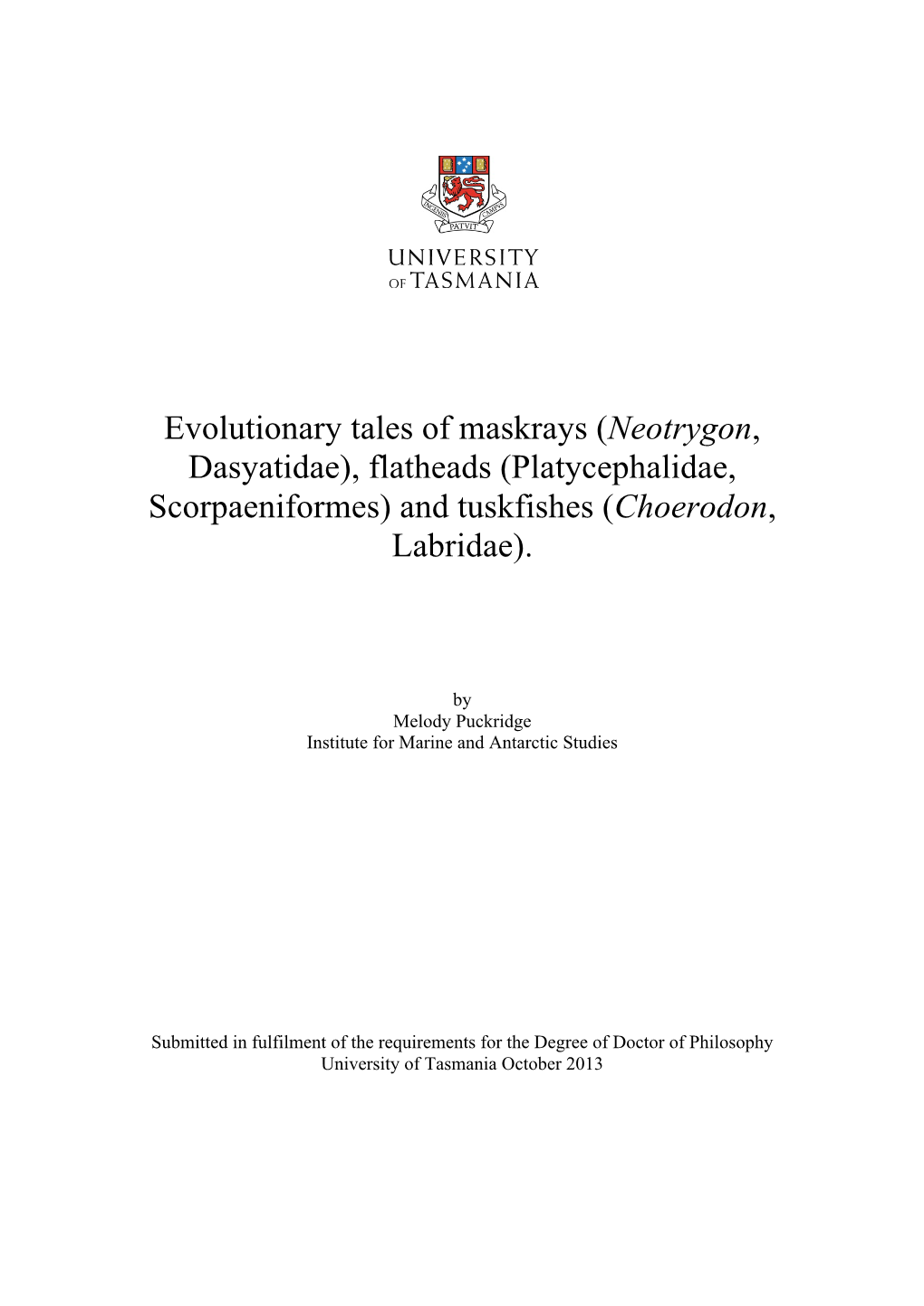 Flatheads (Platycephalidae, Scorpaeniformes) and Tuskfishes (Choerodon, Labridae)