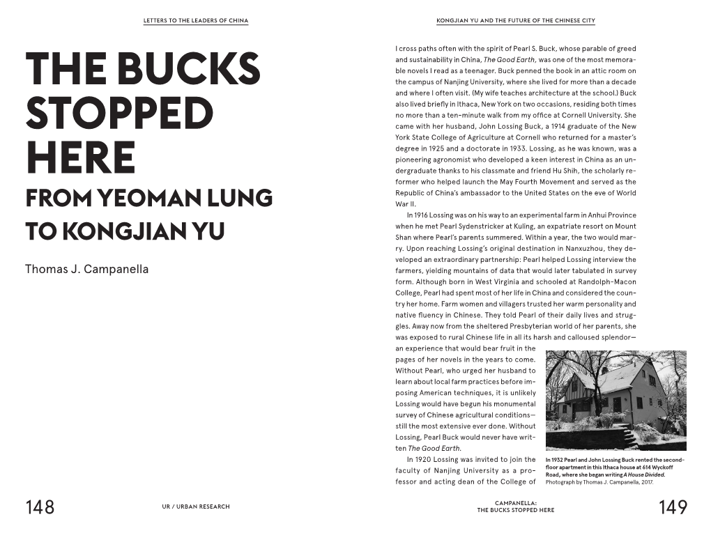 The Bucks Stopped Here 149 Letters to the Leaders of China Kongjian Yu and the Future of the Chinese City