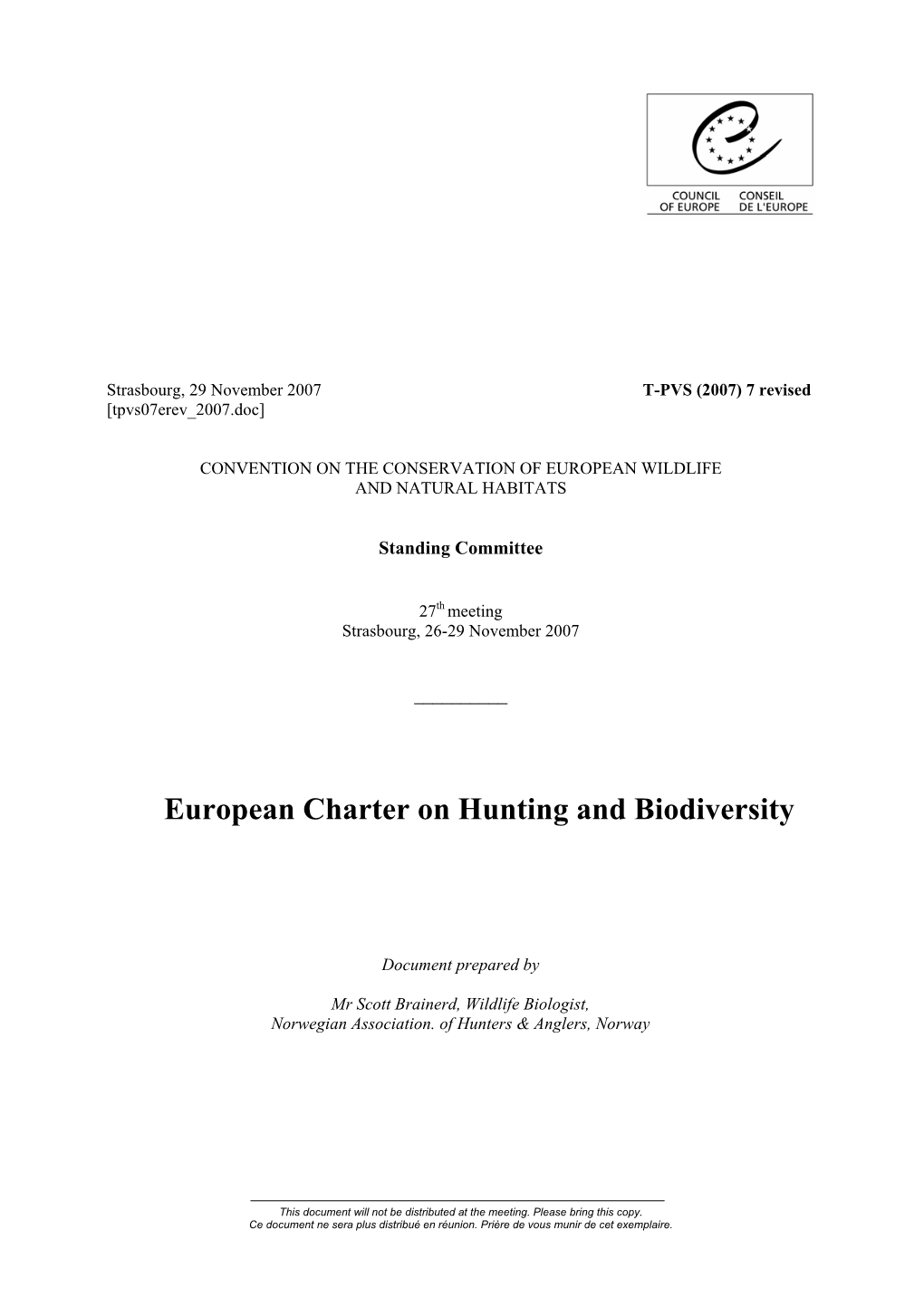 European Charter on Hunting and Biodiversity