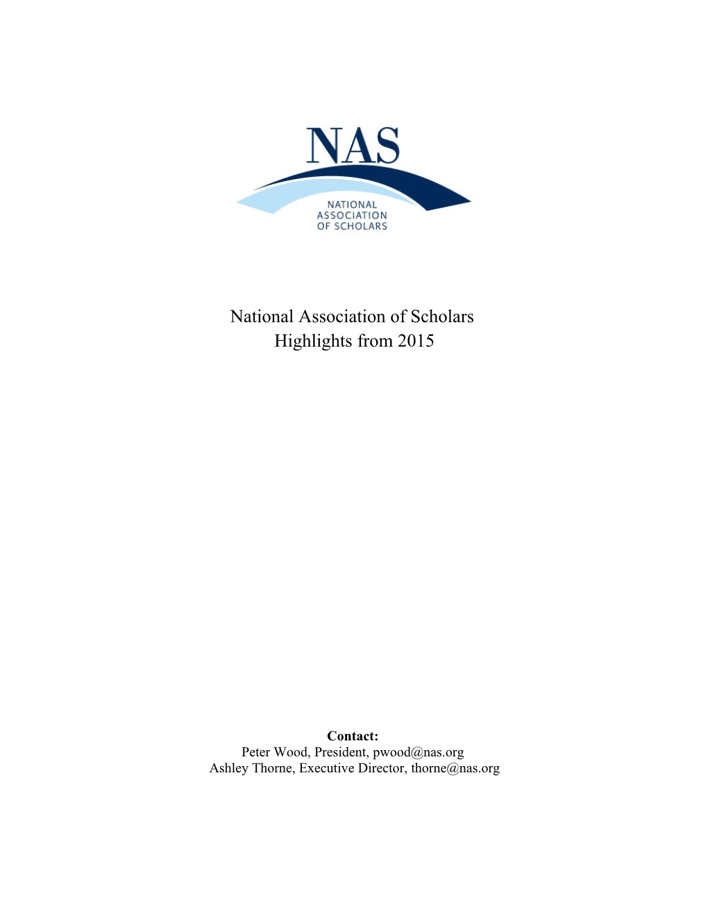 National Association of Scholars Highlights from 2015