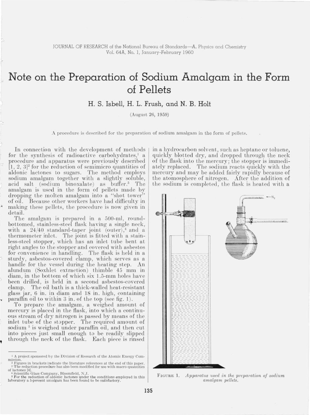 Note on the Preparation of Sodium Amalgam in the Form of Pellets H