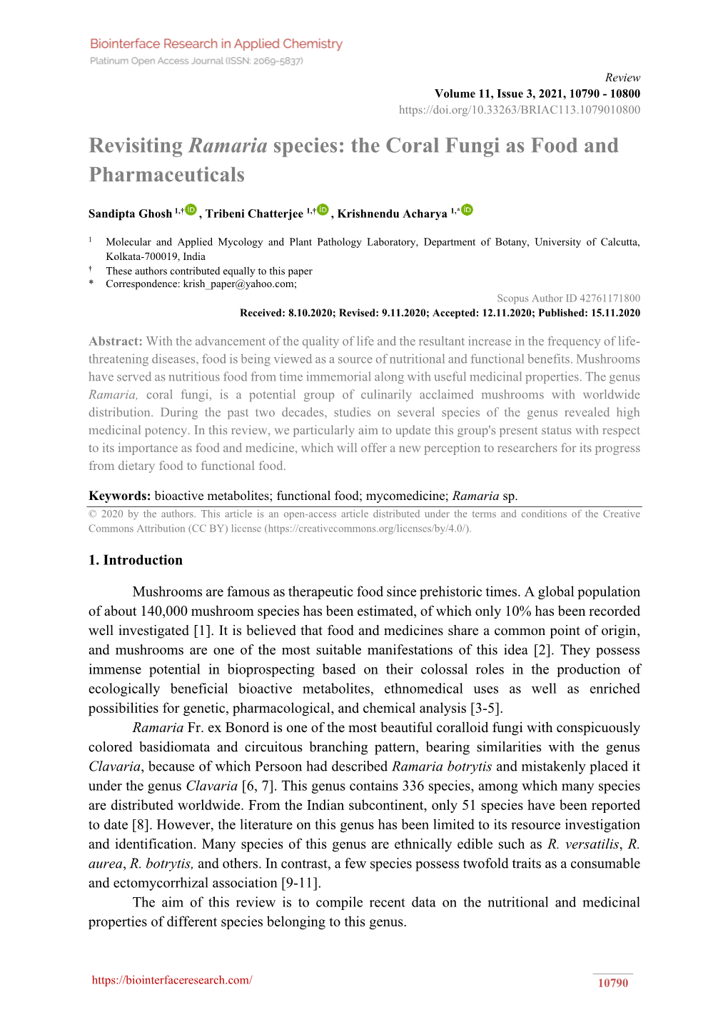 Revisiting Ramaria Species: the Coral Fungi As Food and Pharmaceuticals