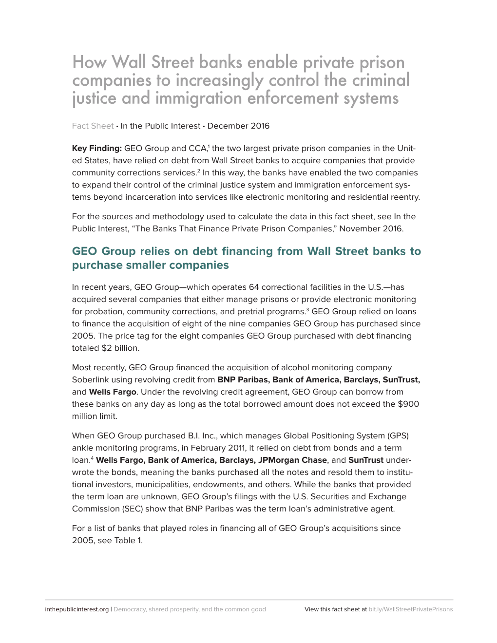 How Wall Street Banks Enable Private Prison Companies to Increasingly Control the Criminal Justice and Immigration Enforcement Systems