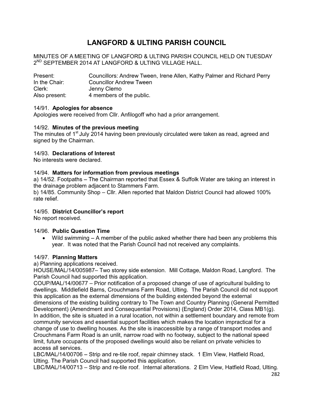 Langford & Ulting Parish Council