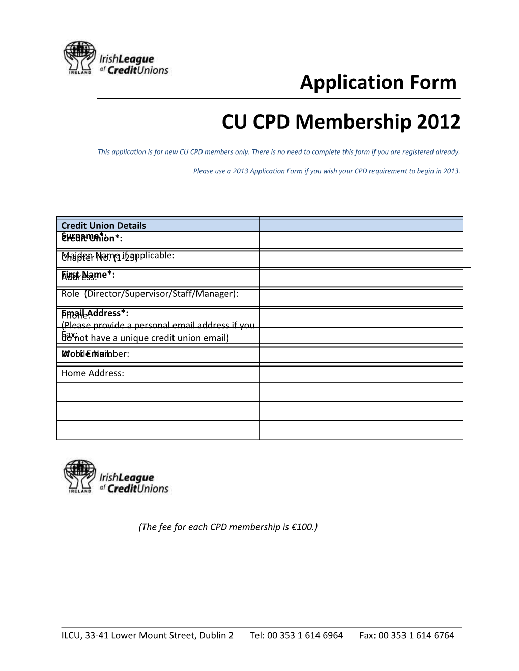 CU CPD Membership 2012