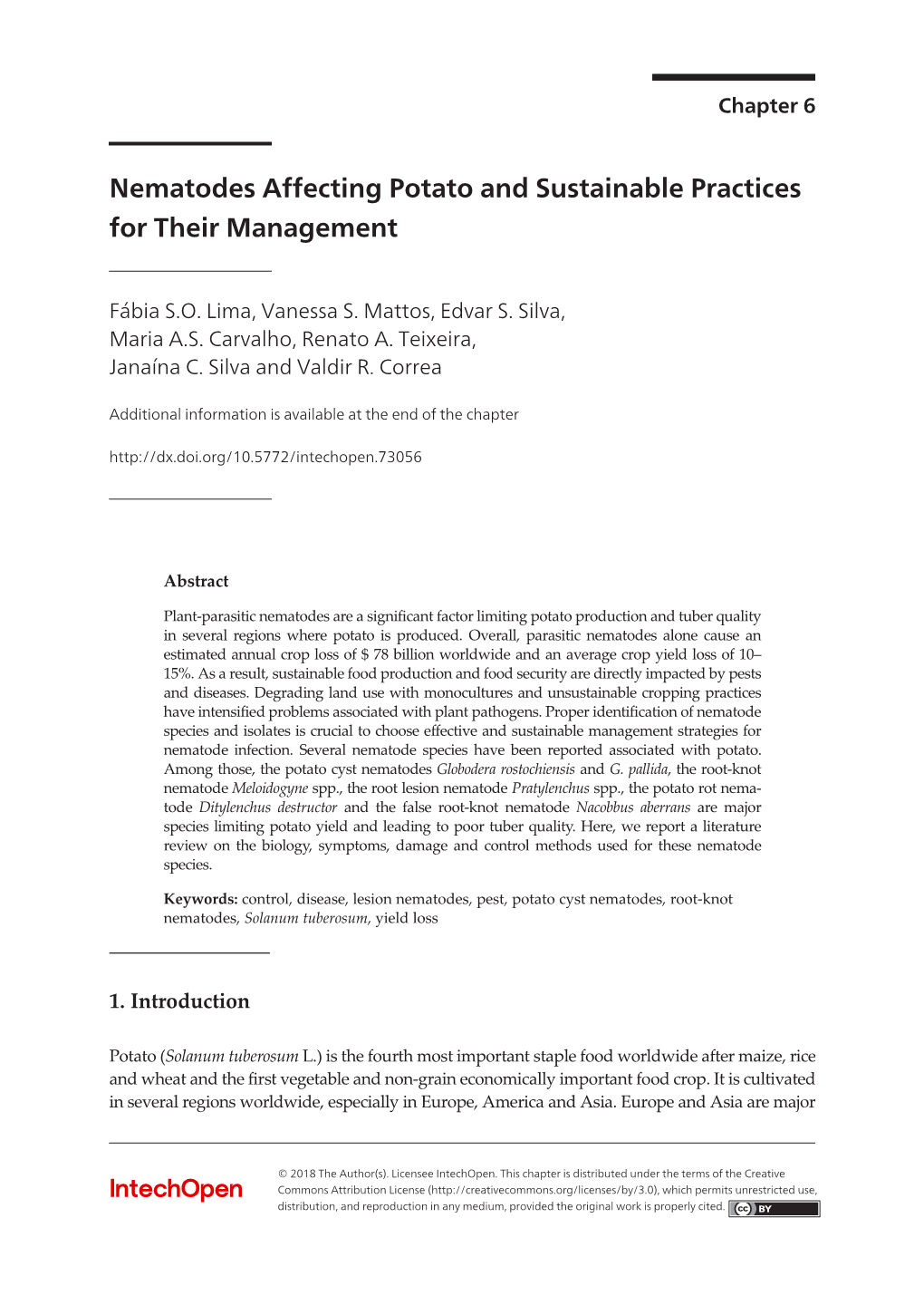 Nematodes Affecting Potato and Sustainable Practices for Their Management 109