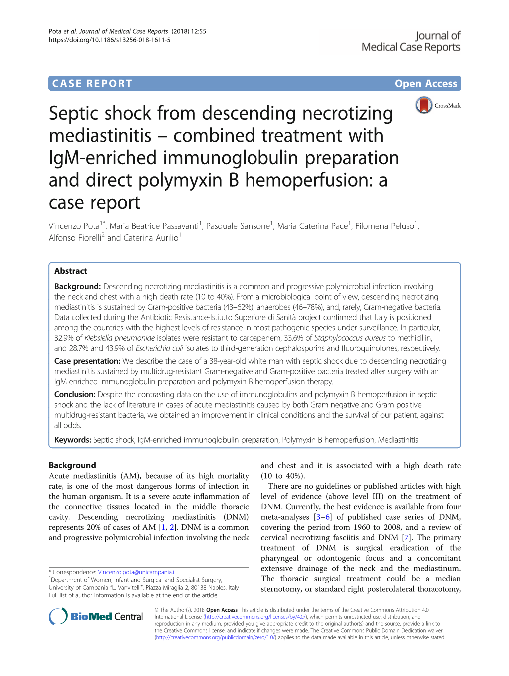 Septic Shock from Descending Necrotizing Mediastinitis