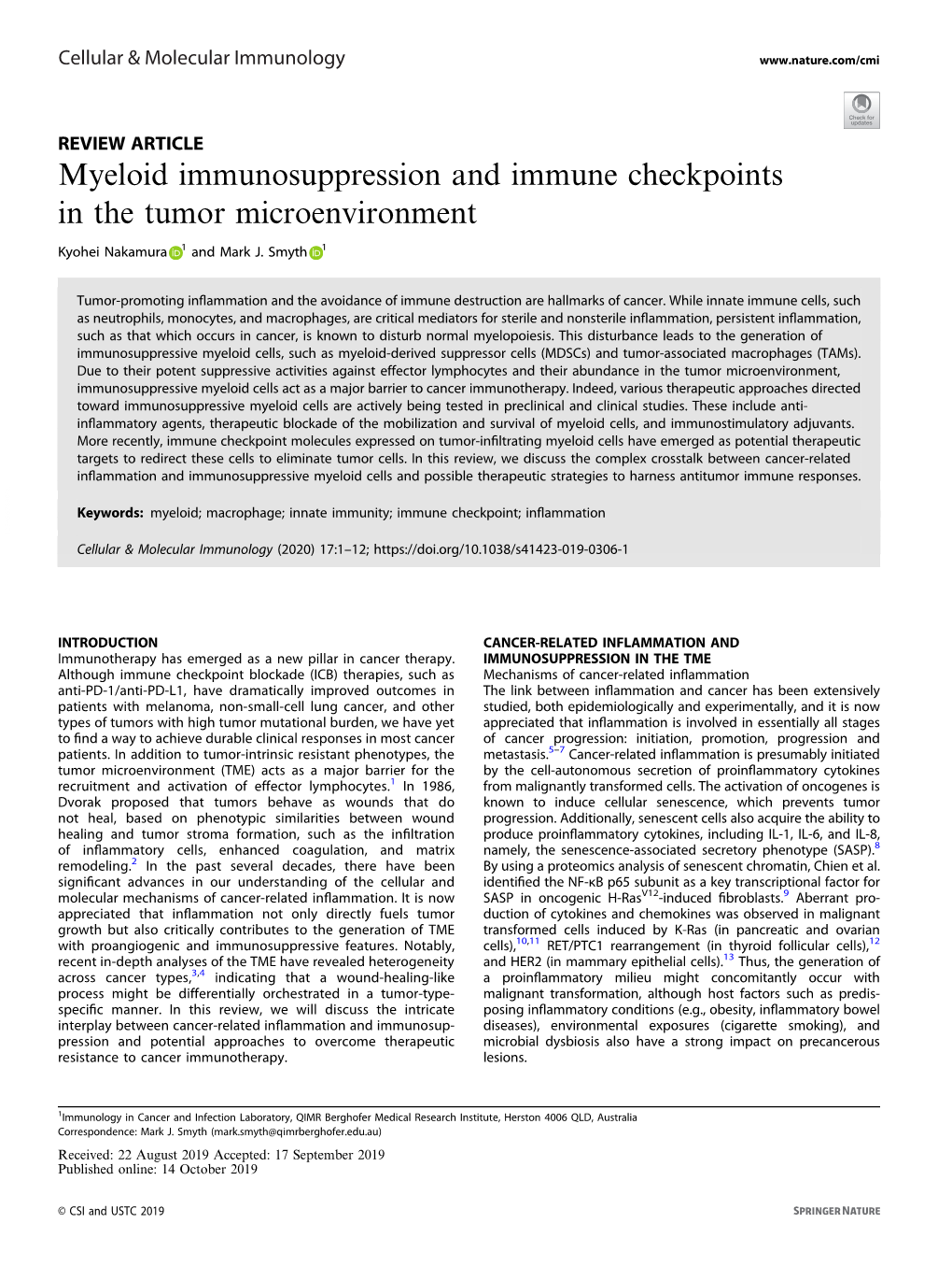 Myeloid Immunosuppression and Immune Checkpoints in the Tumor Microenvironment