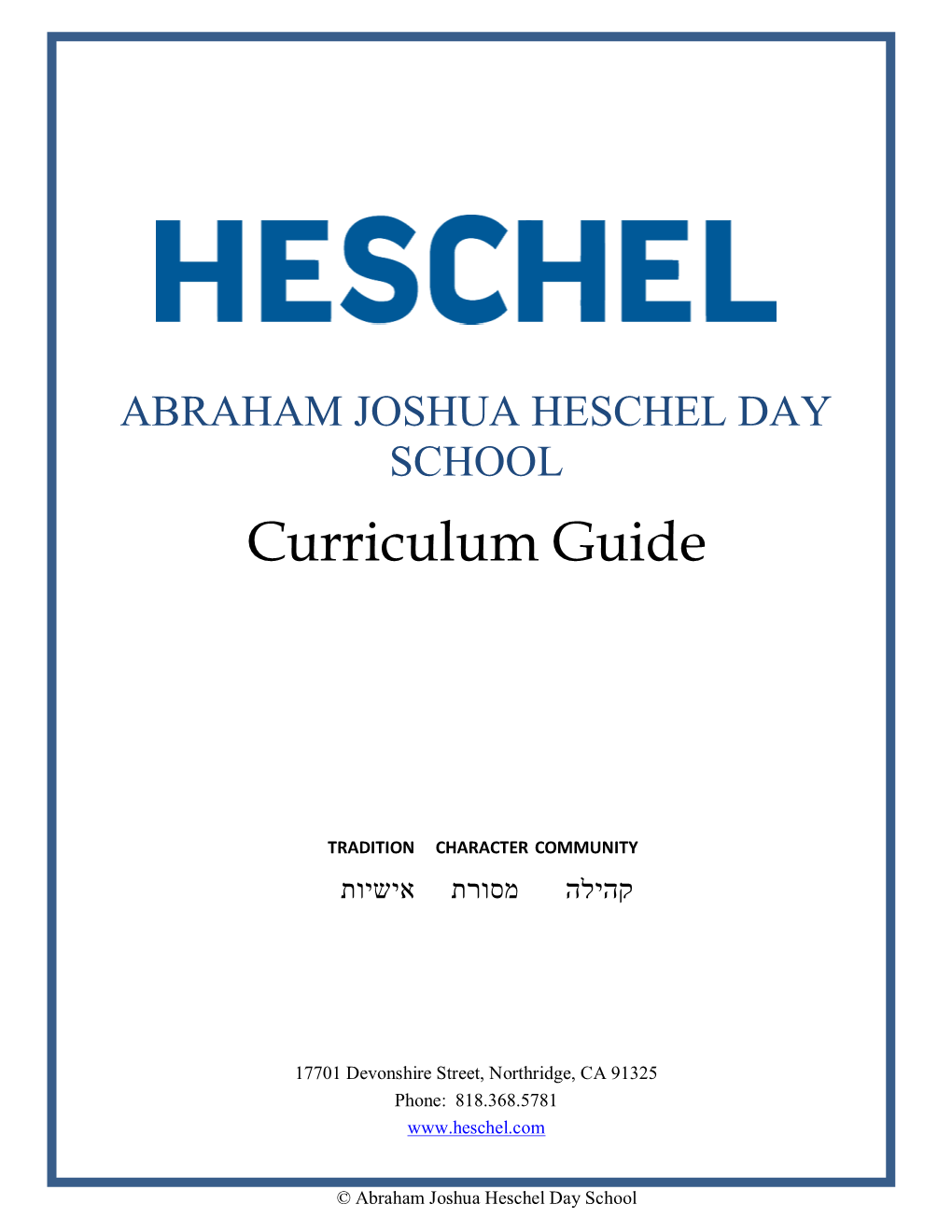 Heschel Curriculum Guide