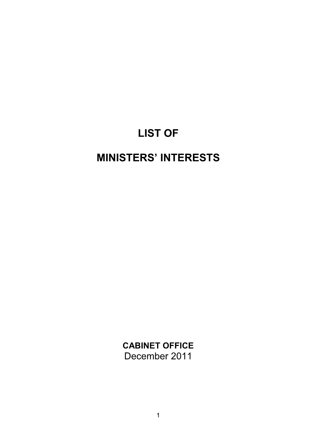 List of Ministers' Interests