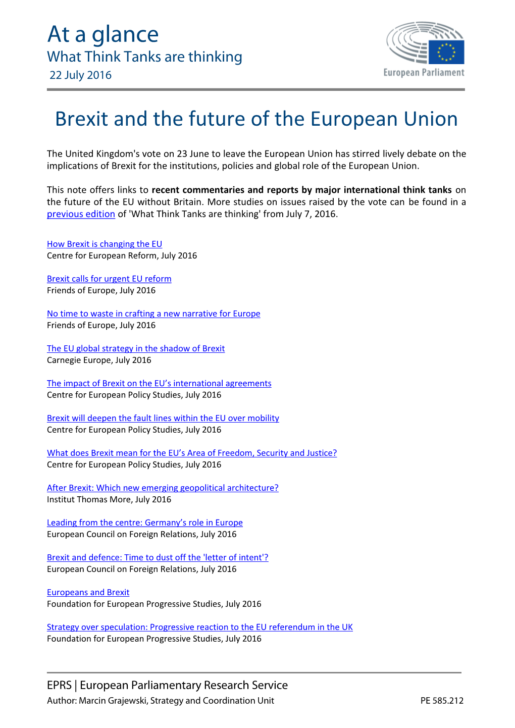 Brexit and the Future of the European Union