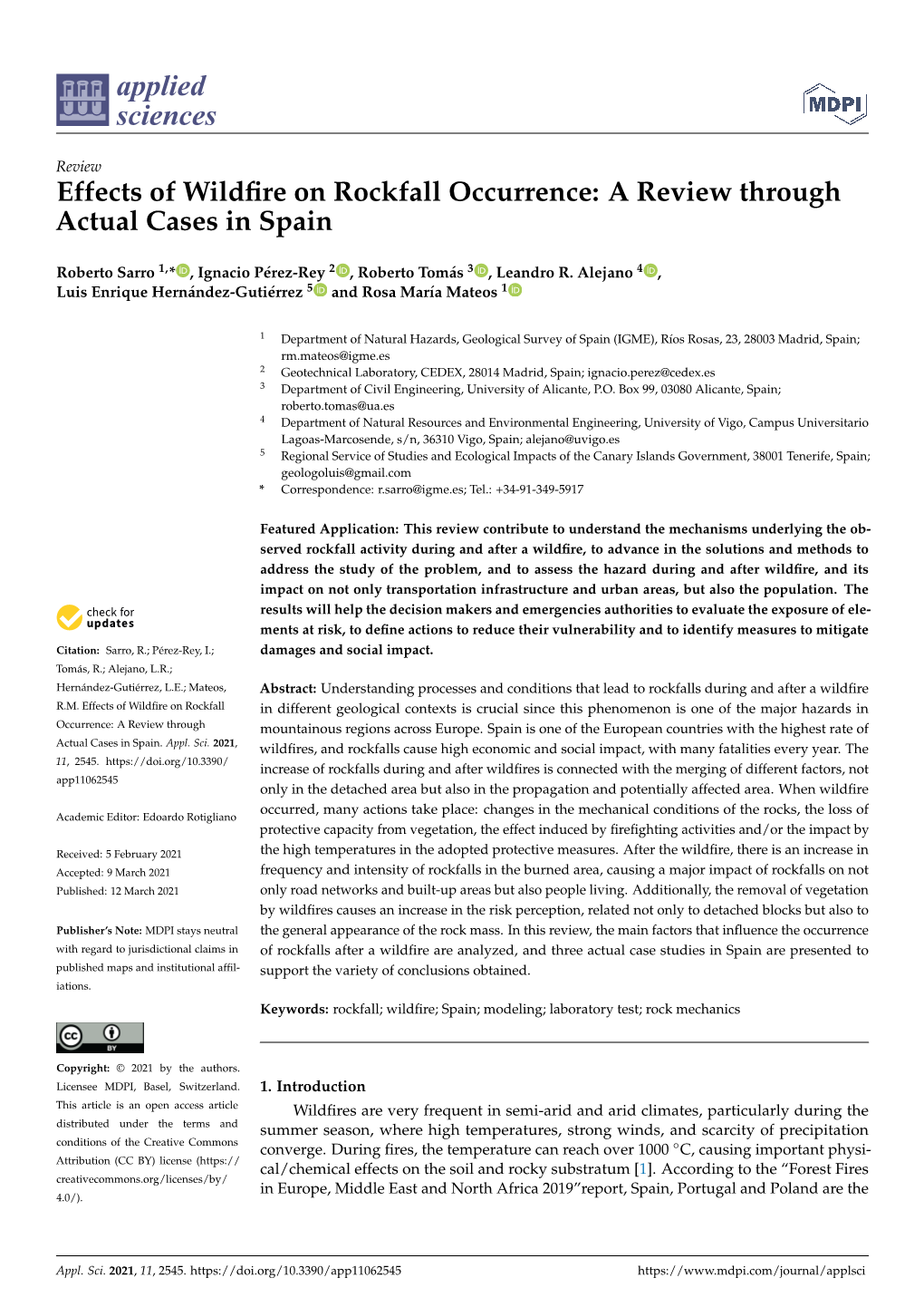 Effects of Wildfire on Rockfall Occurrence