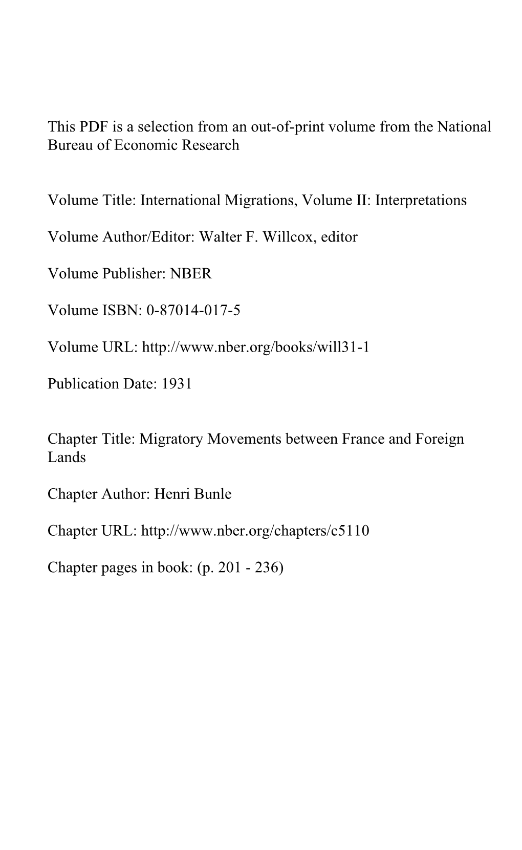 Migratory Movements Between France and Foreign Lands