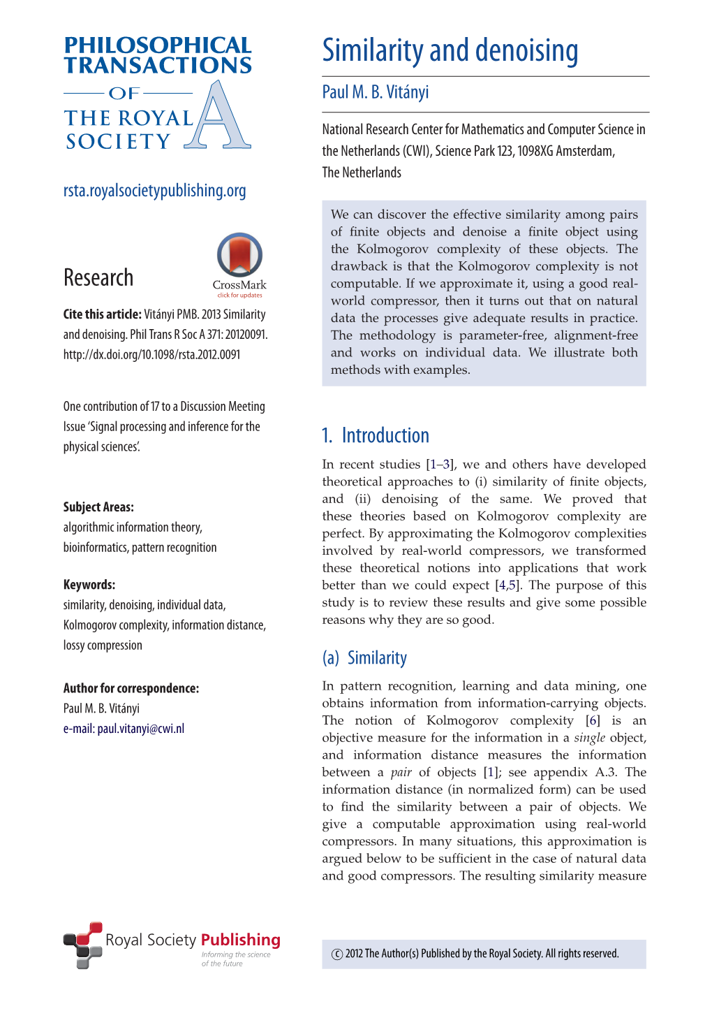 Similarity and Denoising Paul M