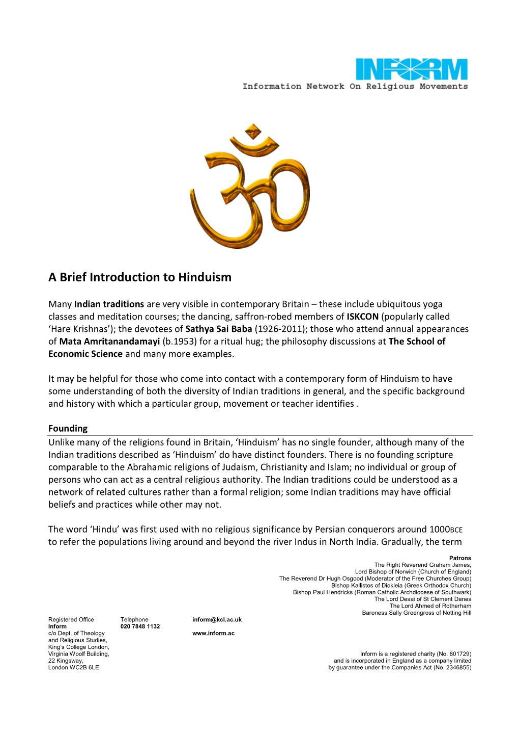 A Brief Introduction to Hinduism