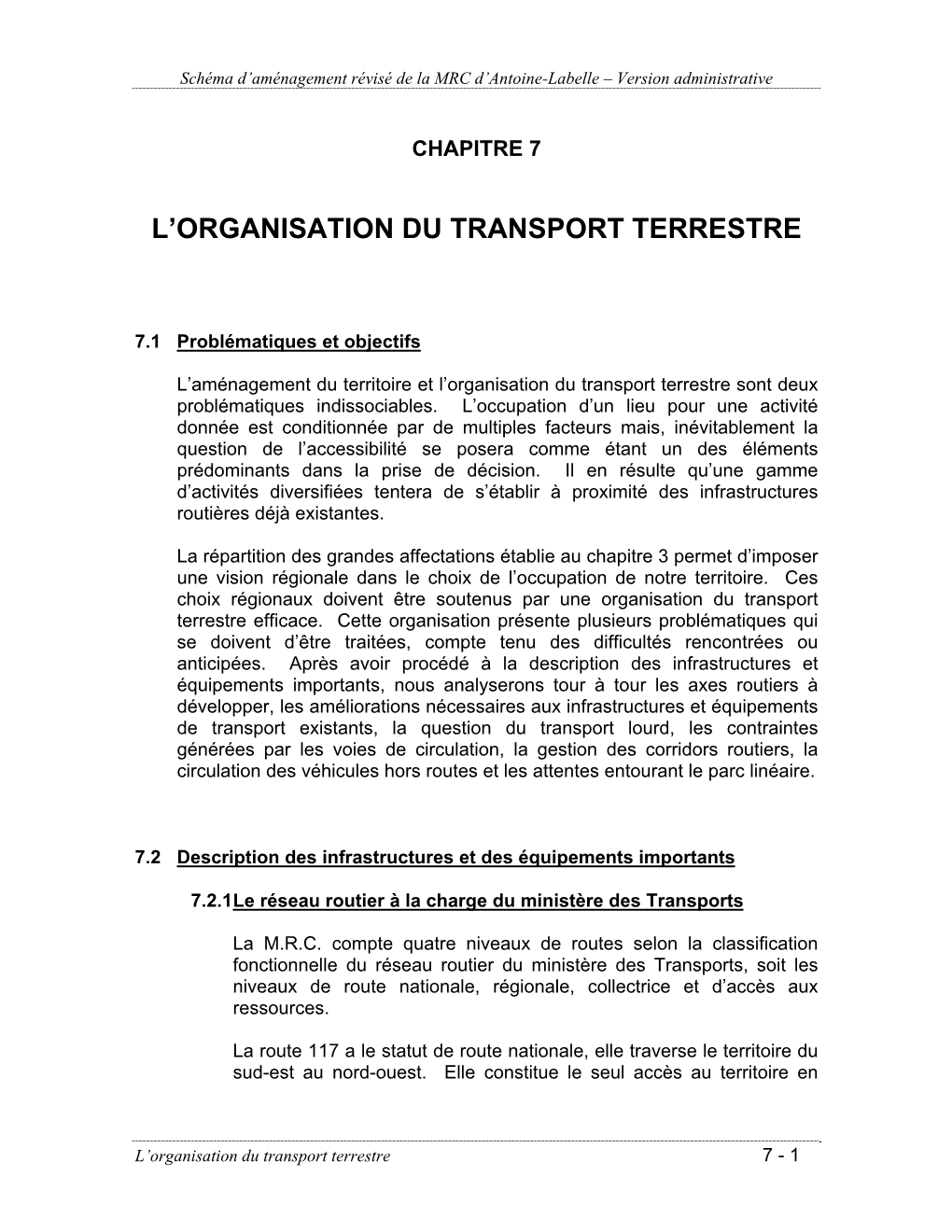 L'organisation Du Transport Terrestre