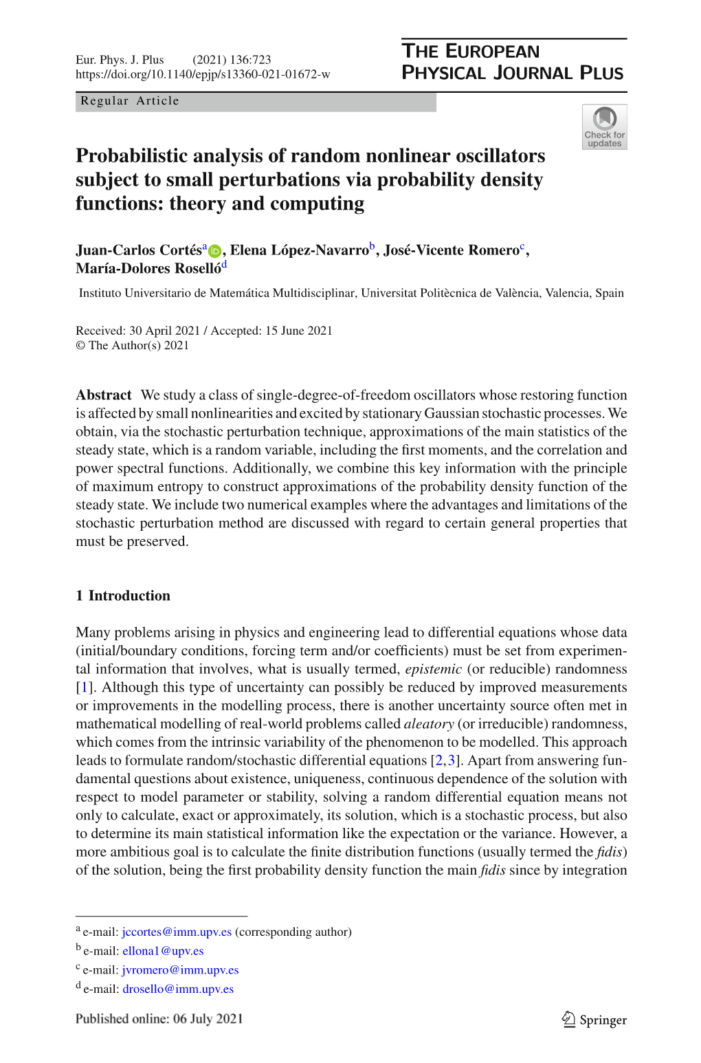 Probabilistic Analysis of Random Nonlinear Oscillators Subject to Small Perturbations Via Probability Density Functions: Theory and Computing