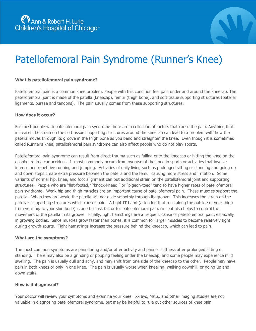 Patellofemoral Pain Syndrome (Runner's Knee)