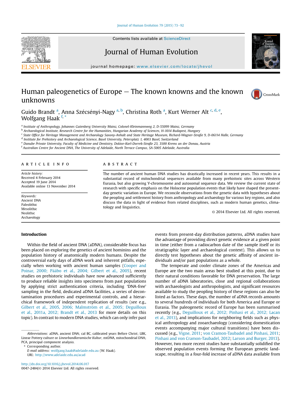 Human Paleogenetics of Europe E the Known Knowns and the Known Unknowns