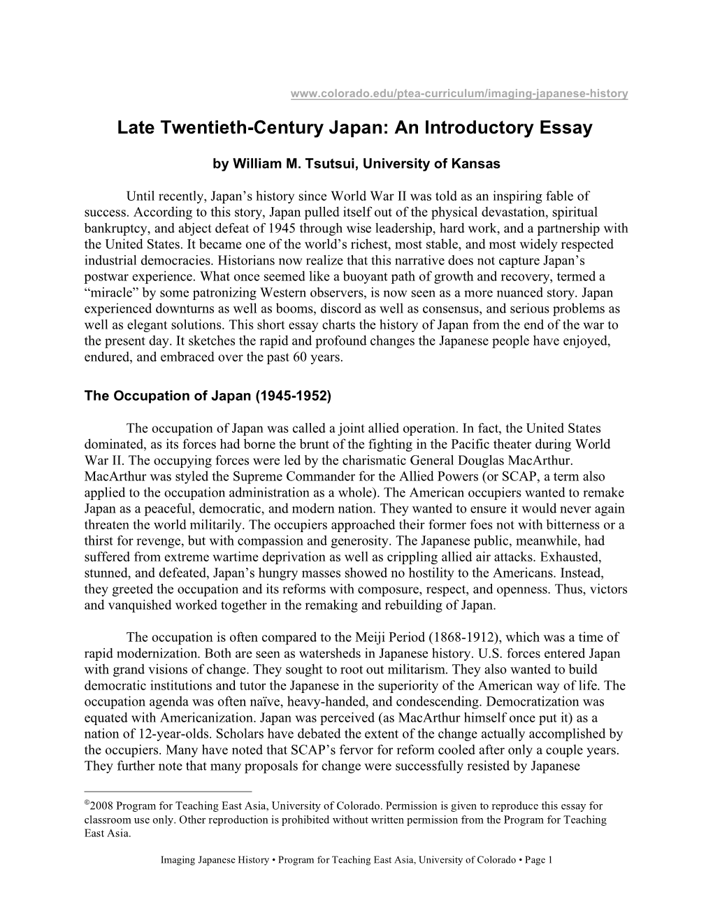 Late Twentieth-Century Japan: an Introductory Essay