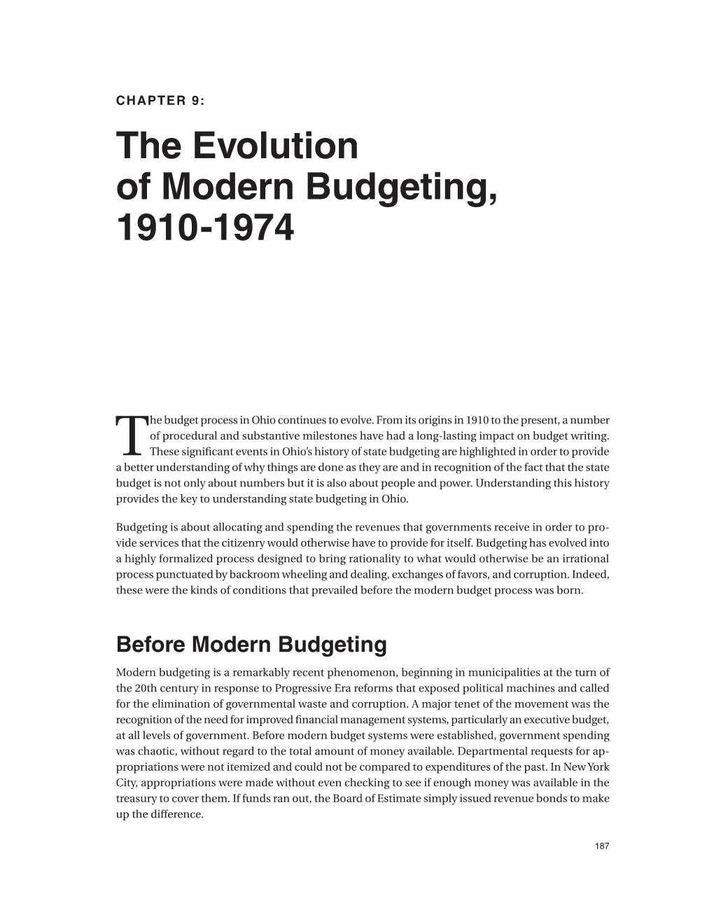 The Evolution of Modern Budgeting, 1910-1974