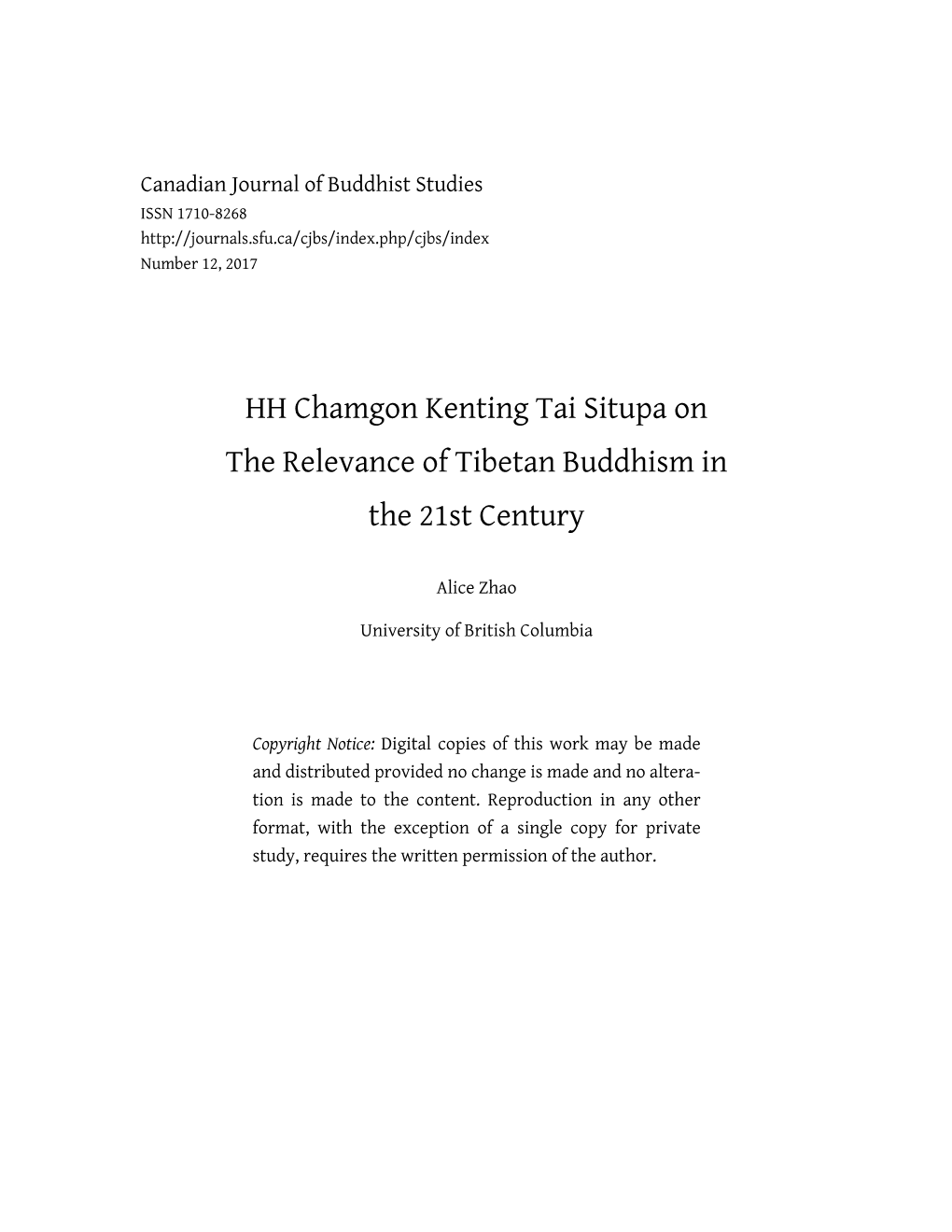 HH Chamgon Kenting Tai Situpa on the Relevance of Tibetan Buddhism in the 21St Century