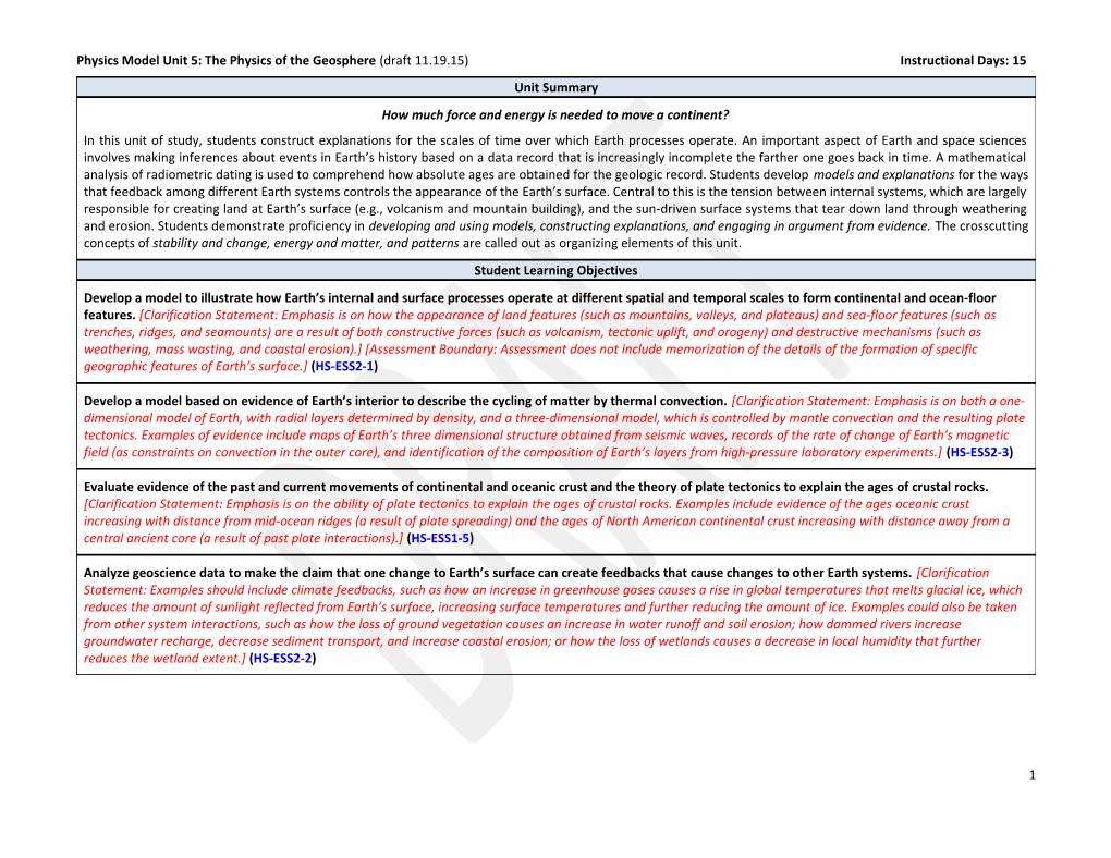 Physics Unit 5 the Physics of the Geosphere s1