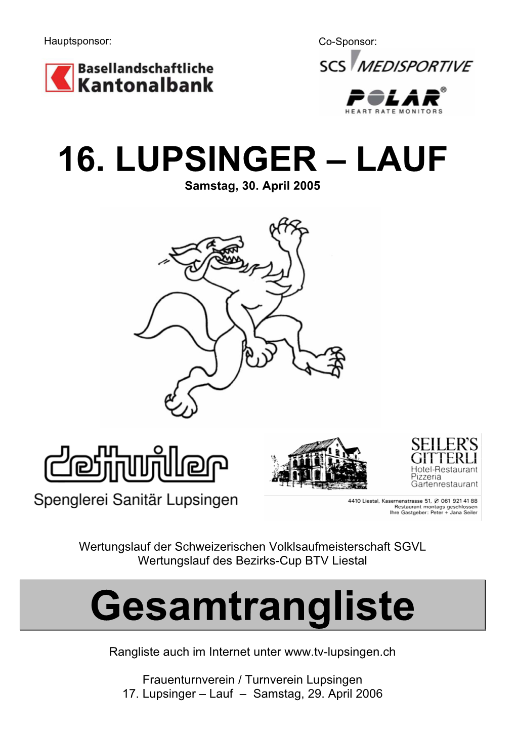 Gesamtrangliste 2005