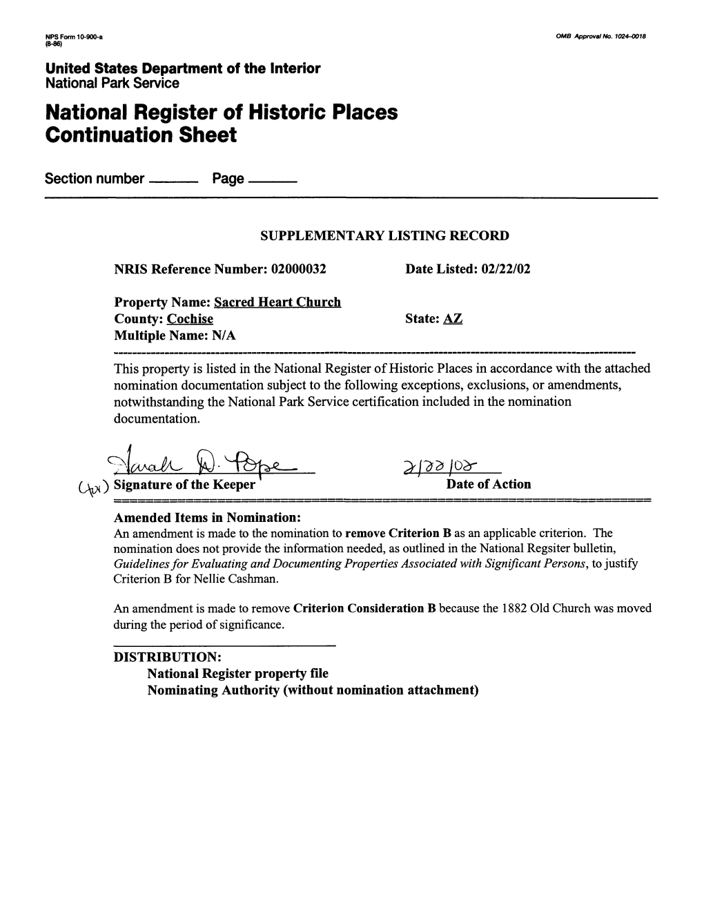 National Register of Historic Places Continuation Sheet