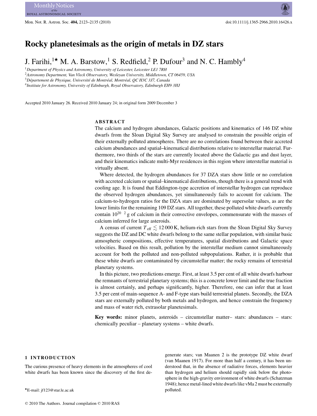 Rocky Planetesimals As the Origin of Metals in DZ Stars