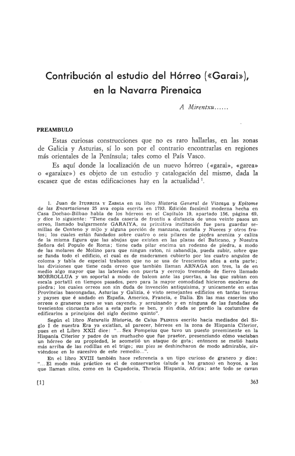 Contribución Al Estudio Del Hórreo (&lt;Garai)&gt;), En La Navarra Pirenaica