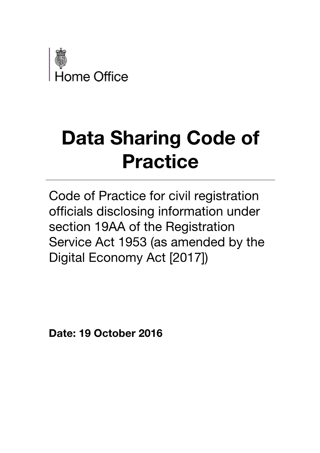 Data Sharing Code of Practice
