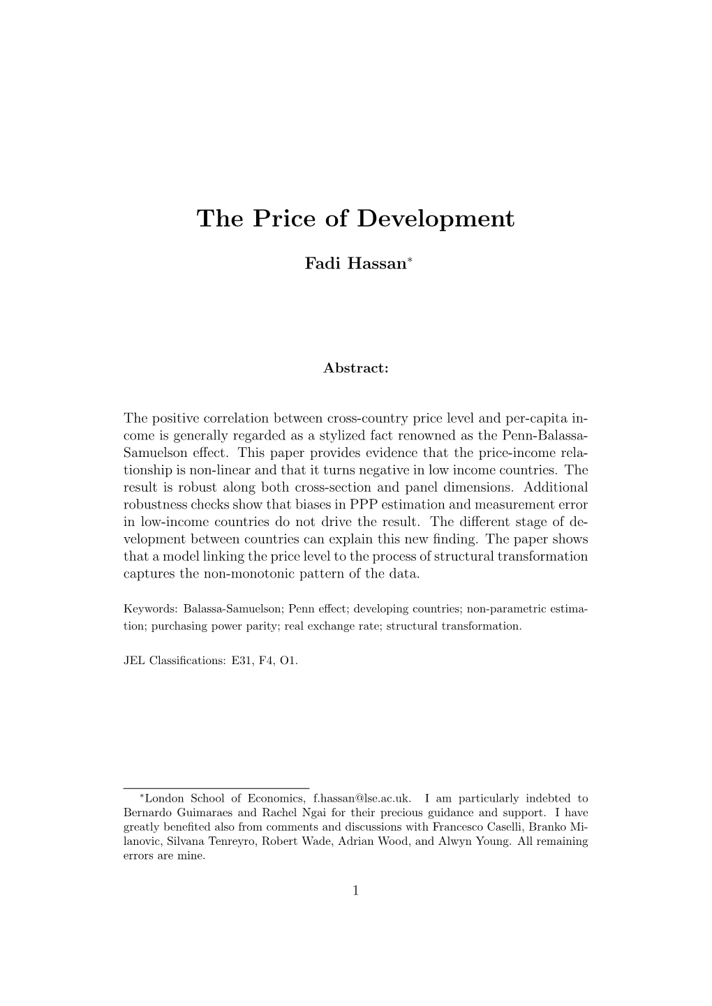The Price of Development