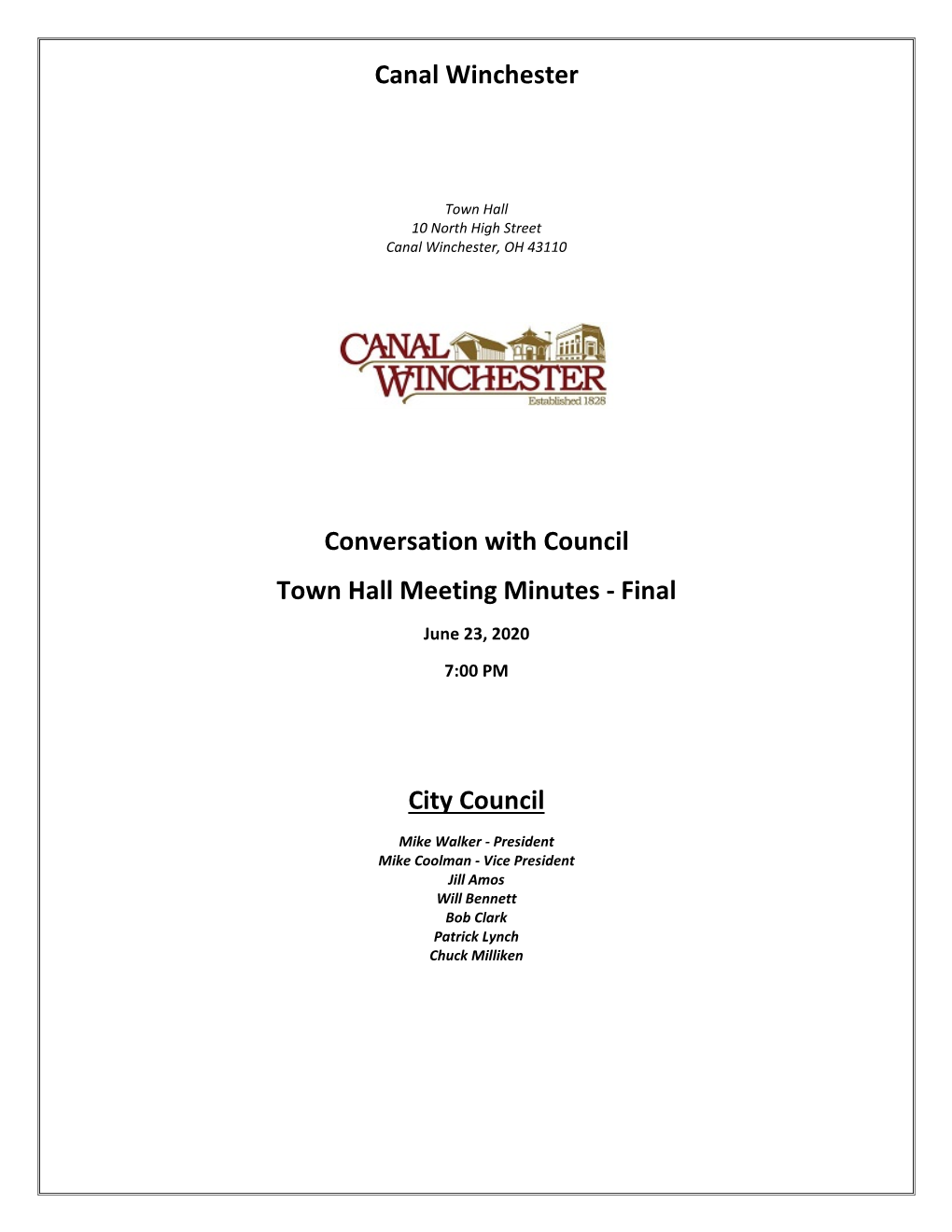 Conversation with Council Town Hall Meeting Minutes - Final June 23, 2020 7:00 PM