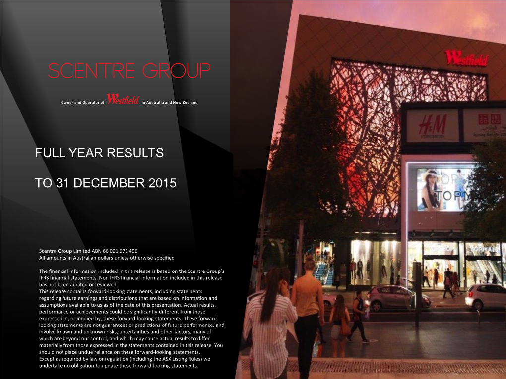 Full Year Results to 31 December 2015