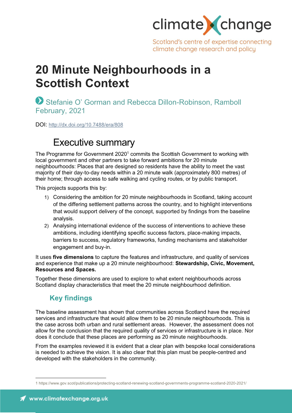 20 Minute Neighbourhoods in a Scottish Context