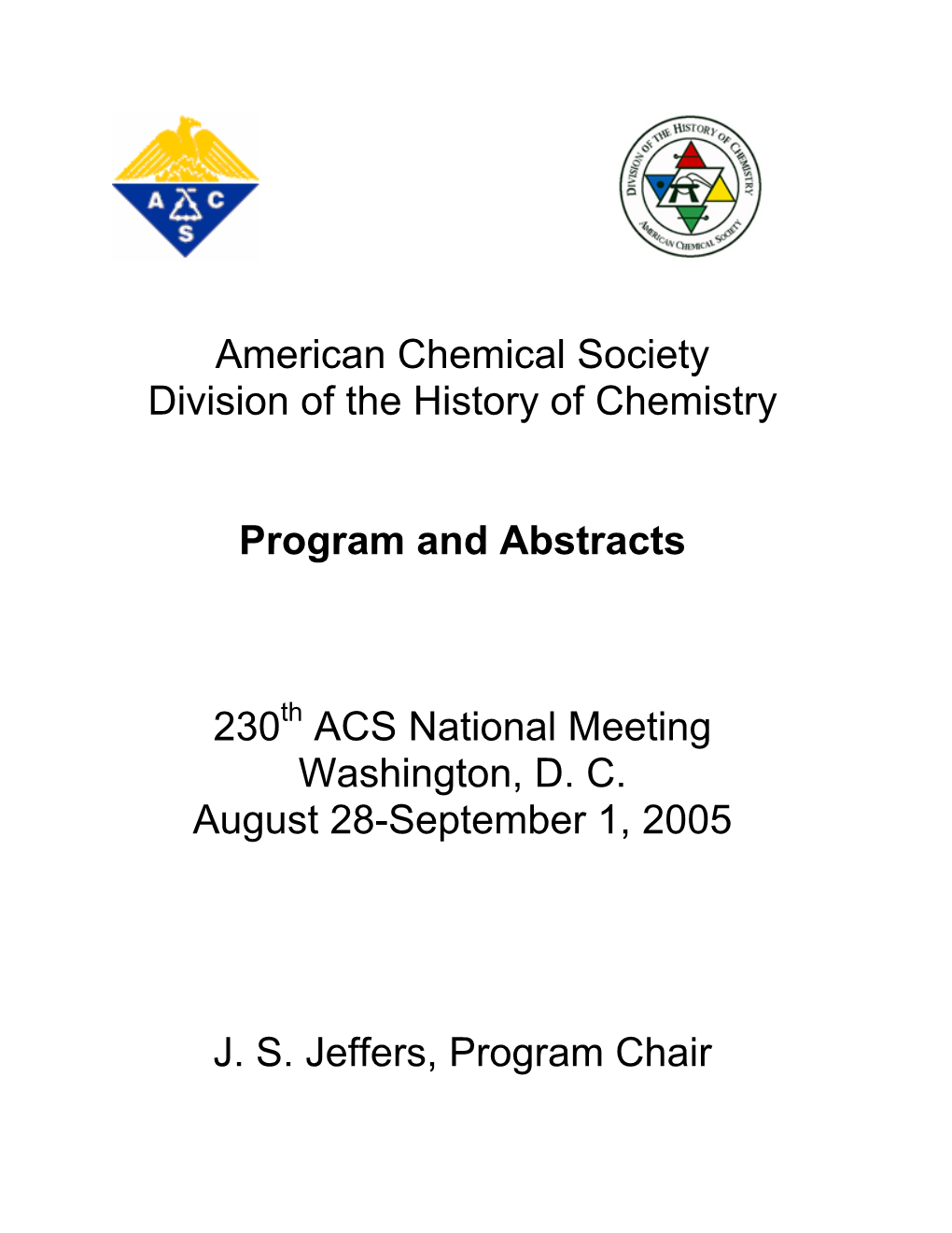 American Chemical Society Division of the History of Chemistry Program