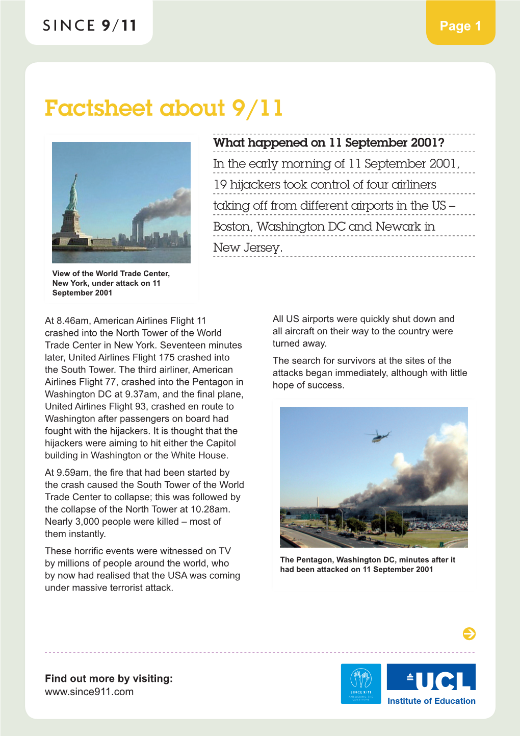 Factsheet About 9/11