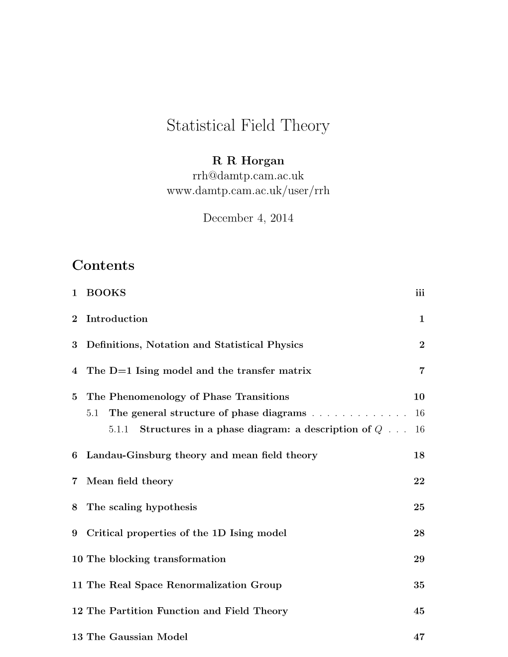 Statistical Field Theory