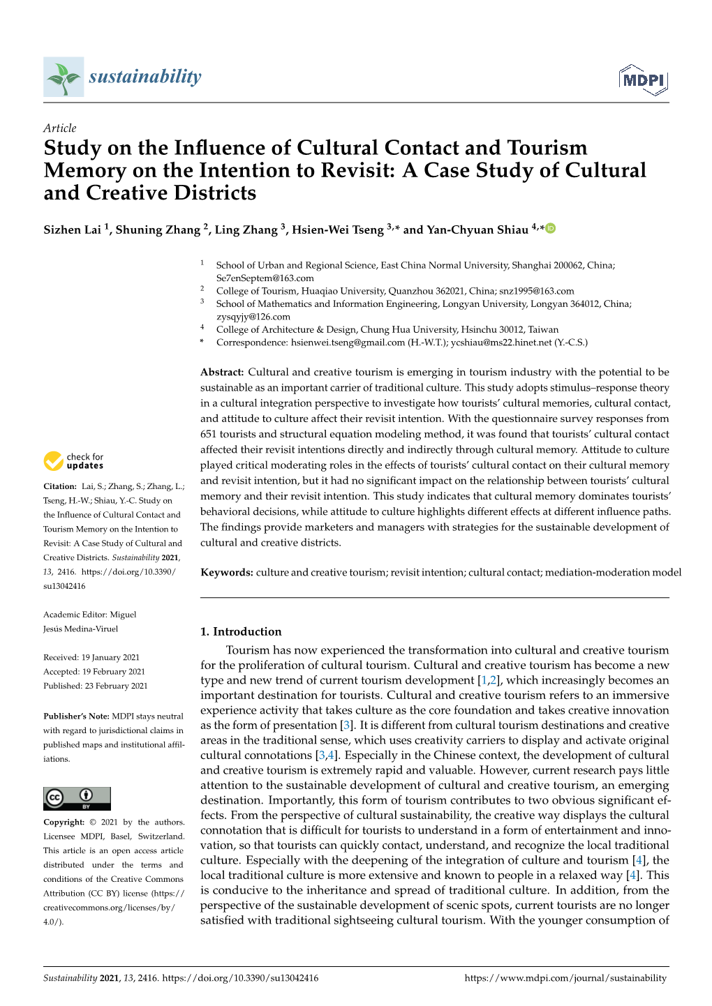 Study on the Influence of Cultural Contact and Tourism Memory On