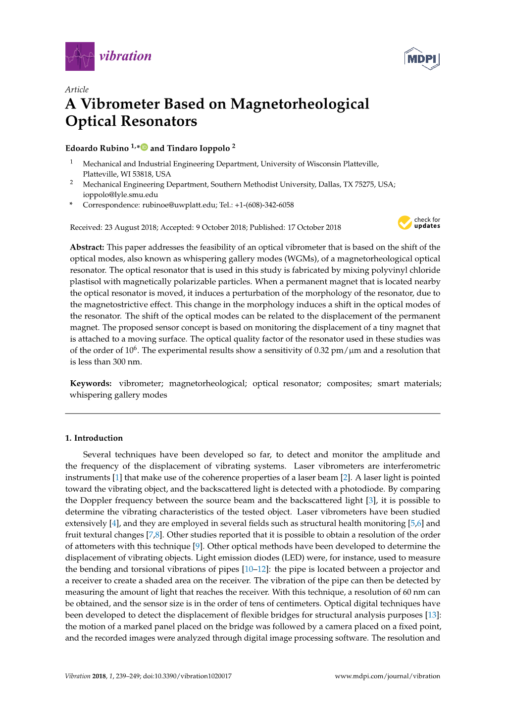 A Vibrometer Based on Magnetorheological Optical Resonators