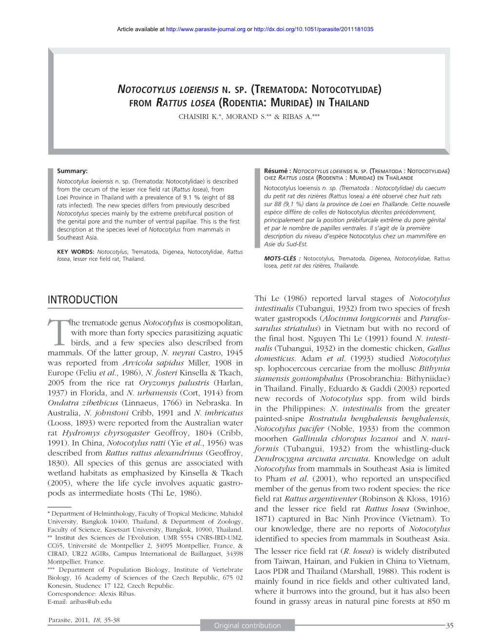 Notocotylus Loeiensis N. Sp. \(Trematoda: Notocotylidae\) From