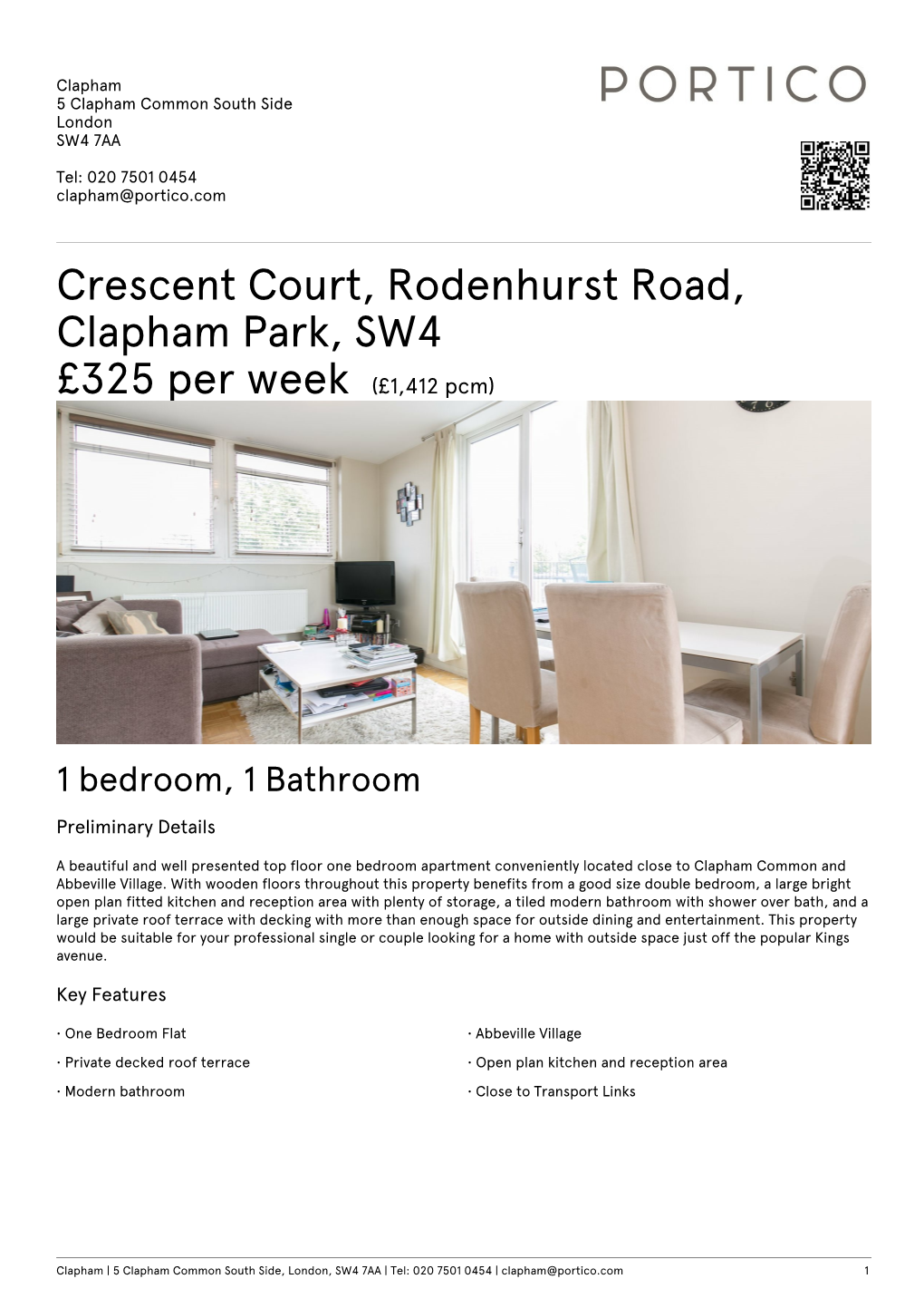 Crescent Court, Rodenhurst Road, Clapham Park, SW4 £325 Per Week