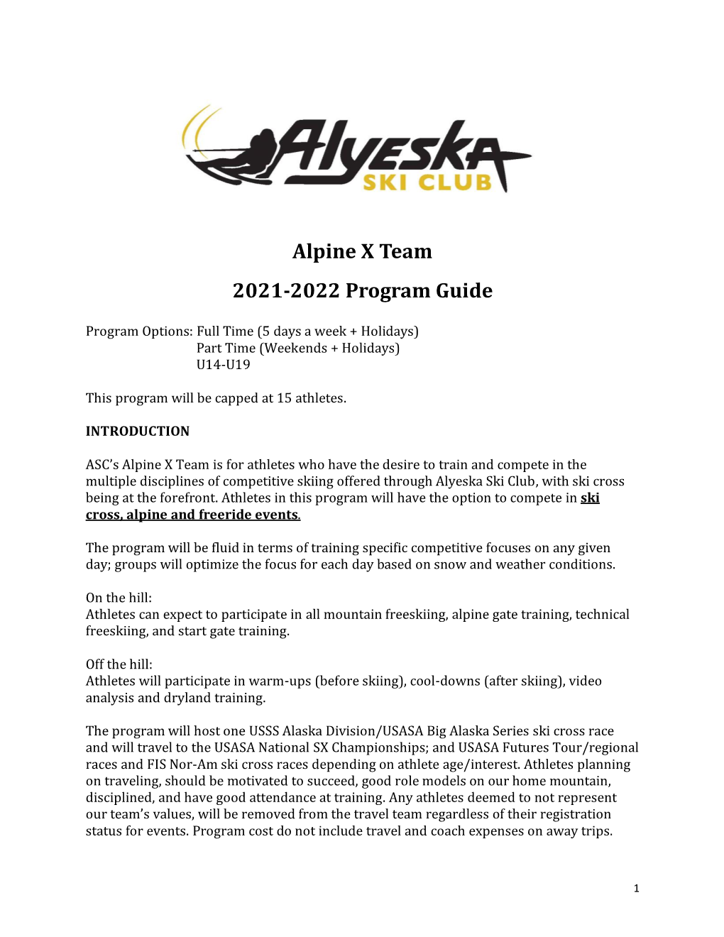 Alpine X Team 2021-2022 Program Guide