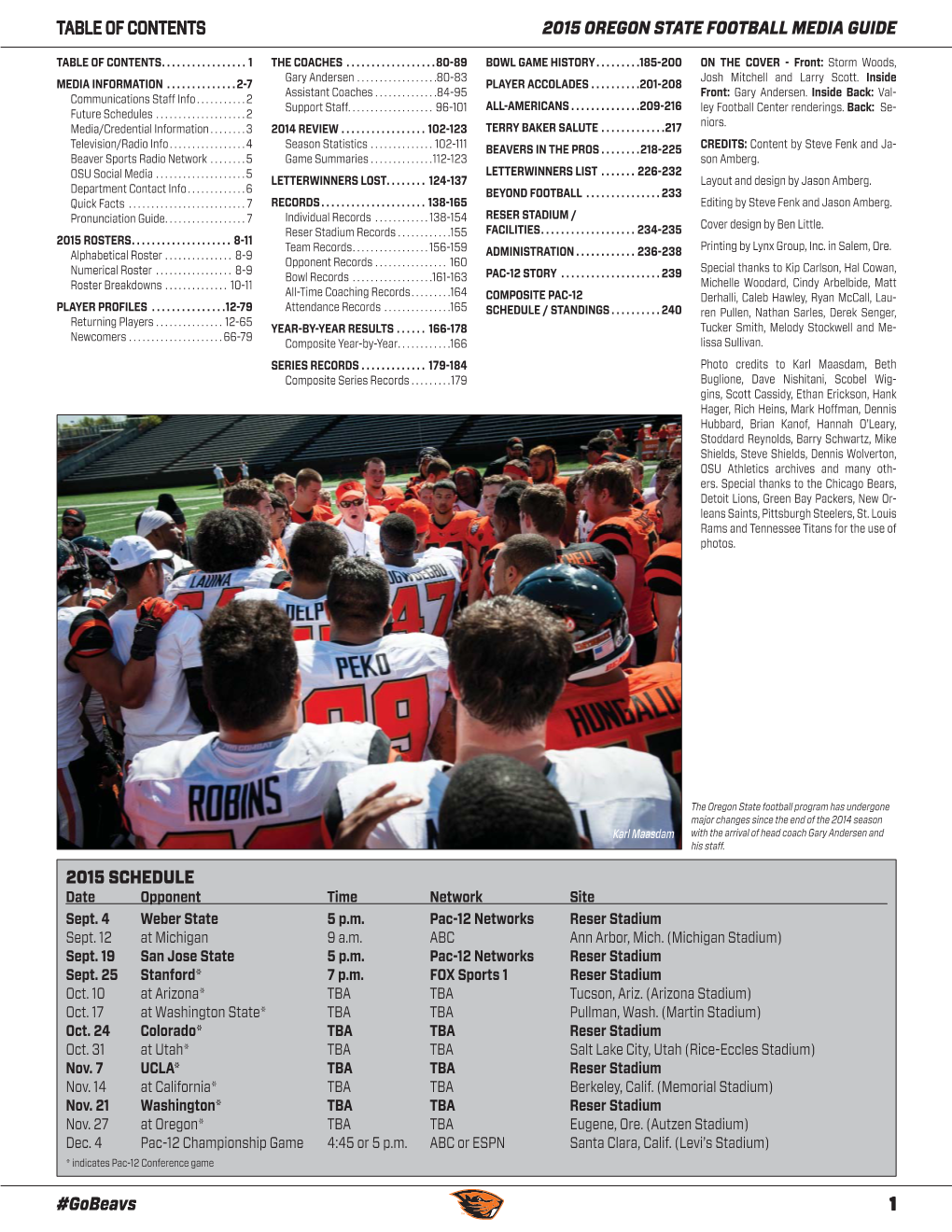 2015 OREGON STATE FOOTBALL MEDIA GUIDE 1 #Gobeavs 2015